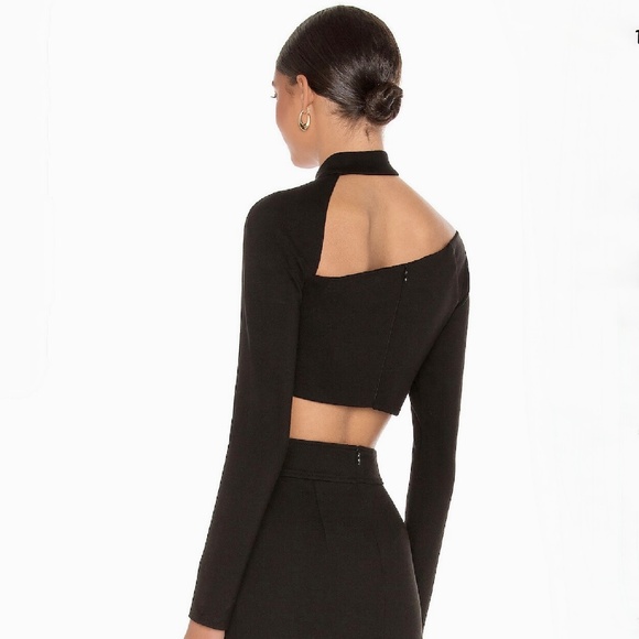 Alexis Black Cut Out Stretch Ponte Asymmetric Crop Top S - Picture 16 of 16